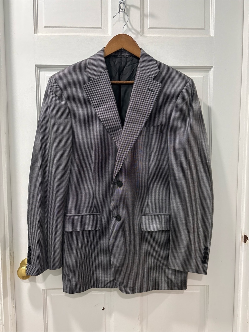 Canali Men’s Italian Silk/Wool Blend 2 Button Houndstooth Blazer IT50R/US40R